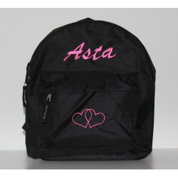 Sort børnetaske med navn – personlig rygsæk til børnehave 2–6 år