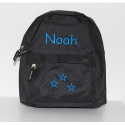 Sort børnetaske med navn – personlig rygsæk til børnehave 2–6 år