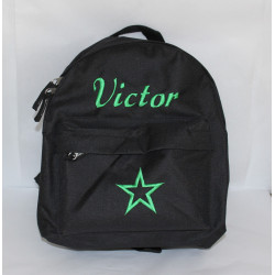 Sort børnetaske med navn – personlig rygsæk til børnehave 2–6 år