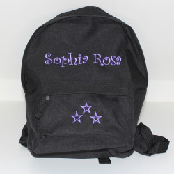 Sort børnetaske med navn – personlig rygsæk til børnehave 2–6 år