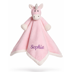 Teddykompaniet enhjørning sutteklud med navn – lyserød
