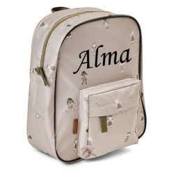 Smallstuff lille børnerygsæk med broderet navn i grå/rosa