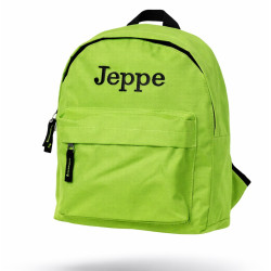 Fin limegrøn børnerygsæk med navn – rygsæk til 2–6 år