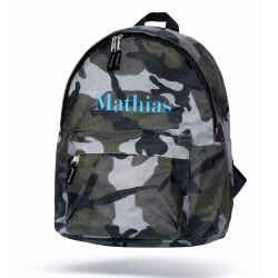 Camouflage børne rygsæk med navn broderet foran
