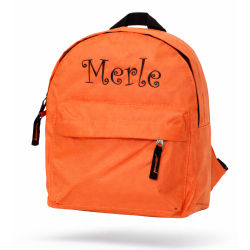 Orange rygsæk med navn til børn  30 x 23 x 12 cm