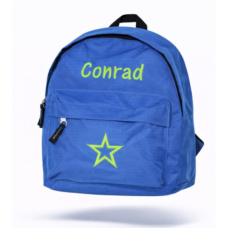 Blå børnerygsæk med navn – personlig rygsæk til børn