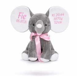 Stor elefant bamse med navn – Personlig bamse med brodering