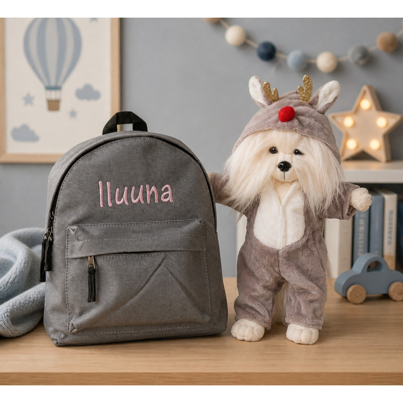 Lucky Doggy Mimi bamse og rygsæk med navn - Personlig gave