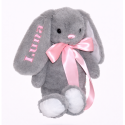 Grå Cubbies kaninbamse med navn - Personlig bamse