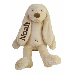 Beige kaninbamse med navn – personlig og blød gave til baby og barn